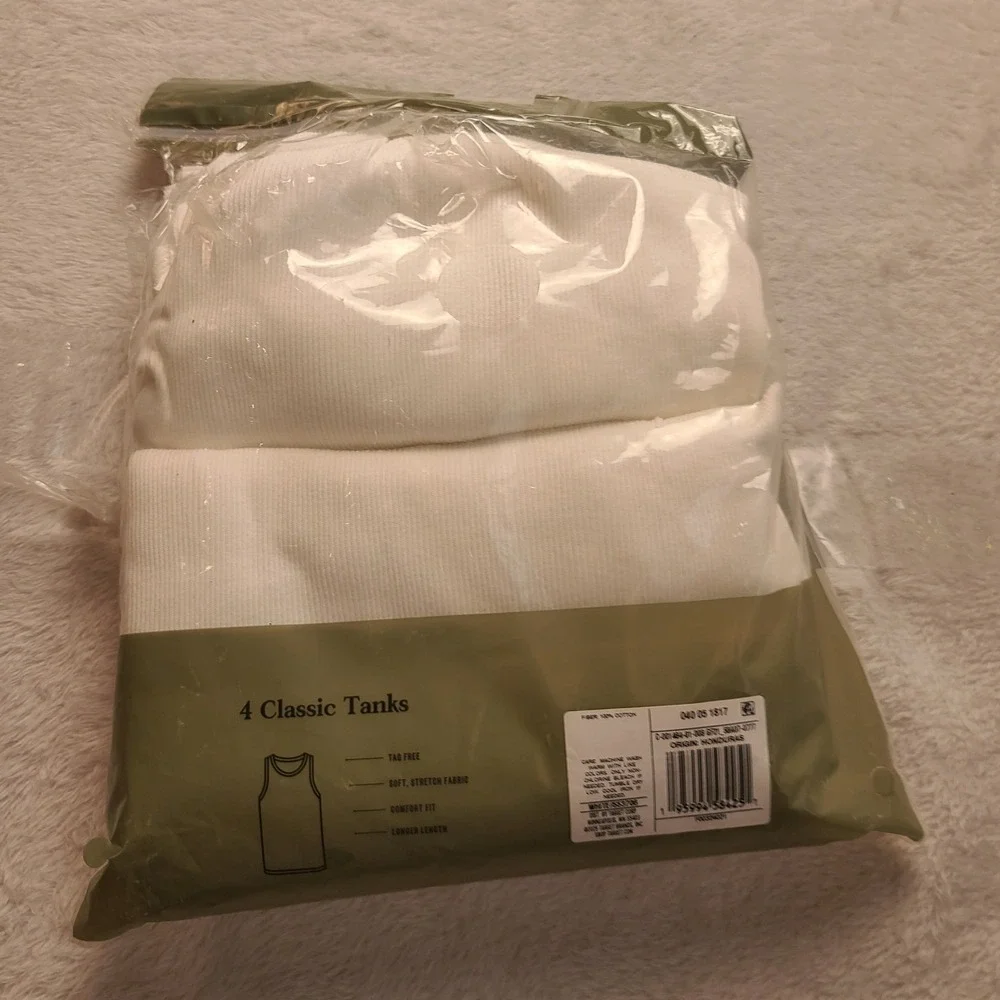 Goodfellow & Co Men's 4 Pack Classic Tanks White Ribbed Undershirts XL 46/48 NWT